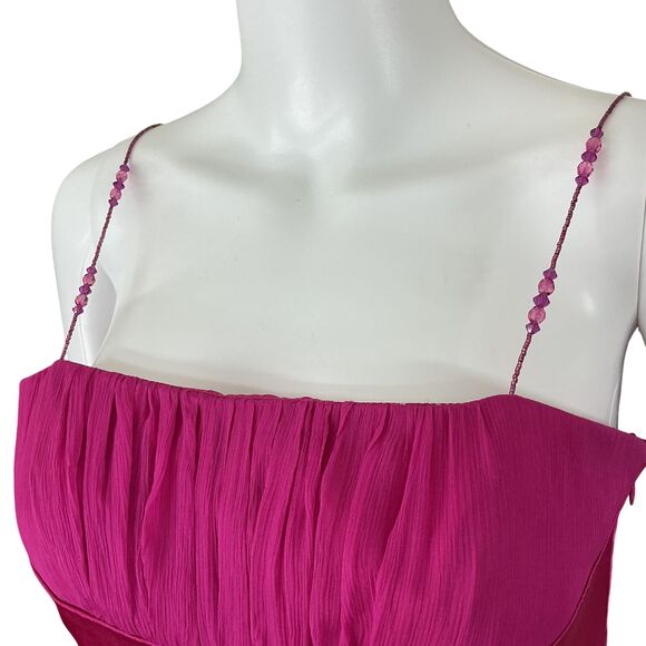 Vintage Silk Slip Dress Size 2 Pink Rhinestone Asymmetric Shelli Seagal Y2K 90s - Picture 7 of 16